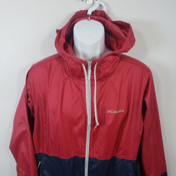 Columbia Womens Red & Blue Long Sleeve Hooded Zip Windbreaker Jackets Large/B33 - Picture 3 of 11